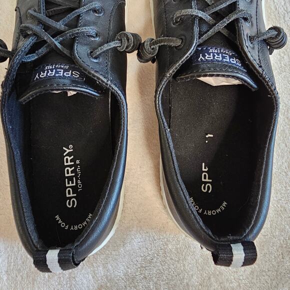 Sperry Women's Topsider Crest Vibe Creeper Leather Sneaker Size 8 Black - Picture 9 of 10